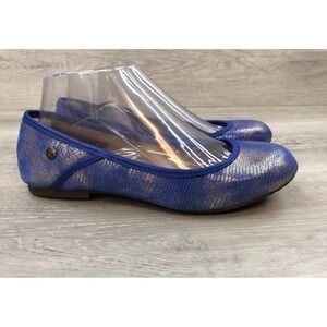 UGG Antora Women's Ballet Flat Blue Leather 7 Slip-On Round Toe Shoes